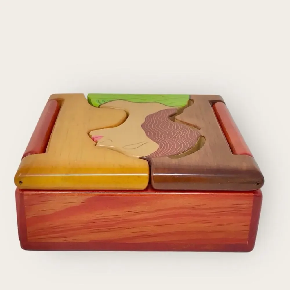 Hand Crafted Wooden Organica Funcionarte Jewelry Box Stash Trinket Box
